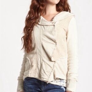 Free People 'Clementine' Lace Inset Hoodie Oatmeal